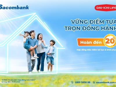 Sacombank dành hơn 5 tỷ đồng hoàn phí cho khách hàng Kl99kl phiên bản hoạt động