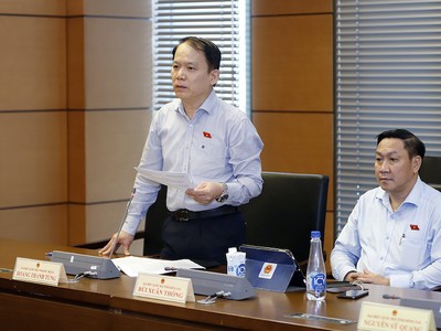 Chủ nhiệm Ủy ban Kl992 Tham Gia Ngay của Quốc hội Hoàng Thanh Tùng phát biểu tại tổ.