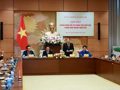 Phó Chủ tịch Quốc hội Nguyễn Đức Hải phát biểu tại buổi gặp mặt, chia sẻ những kỳ vọng và định hướng cho các doanh nhân trẻ.