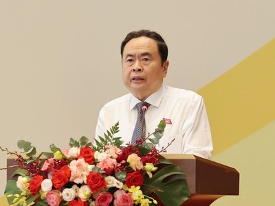 Chủ tịch Quốc hội Trần Thanh Mẫn phát biểu khai mạc Hội nghị, sáng 27/8 - Ảnh Duy Linh. 