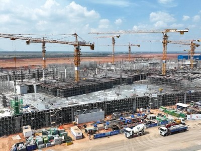 Sân bay Long Thành đang thi công nhà ga, dự kiến sẽ đưa vào khai thác năm 2026 - Ảnh: ACV 