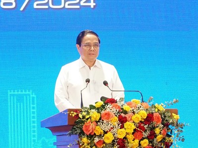 Thủ tướng Phạm Minh Chính phát biểu chỉ đạo tại Hội nghị quán triệt, triển khai Nghị quyết số 136/2024/QH15 ngày 26/6/2024 của Quốc hội về tổ chức chính quyền đô thị và thí điểm một số cơ chế, chính sách đặc thù phát triển Thành phố Đà Nẵng. Ảnh: H.V