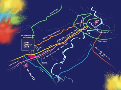 Vị trí đắc địa kết nối Sun Urban City Phủ Lý, Hà Nam với Hà Nội và khu vực.