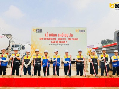 Ban lãnh đạo Kl994 game bài casino hấp dẫn Bcons làm lễ xúc cát chính thức khởi công xây dựng dự án