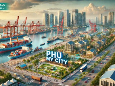 Thành phố cảng quốc tế Phú Mỹ trong tương lai (Ảnh minh hoạ có sự hỗ trợ của AI)