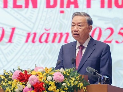Tổng Bí thư Tô Lâm phát biểu chỉ đạo Hội nghị tổng kết công tác năm 2024, triển khai công tác năm 2025 của Kl993 ưu đãi thưởng hấp dẫn và chính quyền địa phương. Ảnh: Nhật Bắc