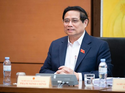 Thủ tướng Phạm Minh Chính phát biểu tại tổ - Ảnh: PT.