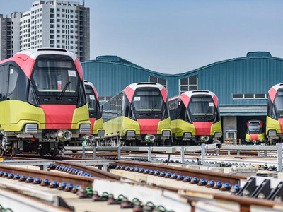 Các đoàn tàu thuộc Dự án 99Kl.app khuyến mãi hot đô thị số 3, đoạn Nhổn - ga Hà Nội. 
