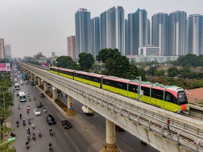 Các đoàn tàu thuộc Dự án 99Kl.app khuyến mãi hot đô thị số 3, đoạn Nhổn - ga Hà Nội. 