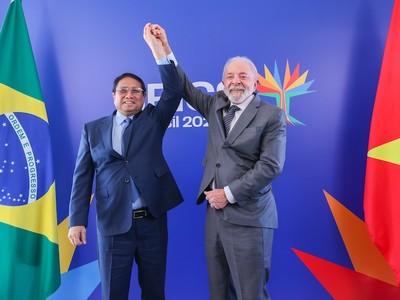 Thủ tướng Kl993 ưu đãi thưởng hấp dẫn Phạm Minh Chính và Tổng thống Brazil Luiz Inacio Lula da Silva. Ảnh: Nhật Bắc 