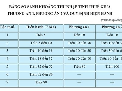 Đề xuất rút gọn biểu thuế thu nhập cá nhân để tăng hiệu quả điều tiết 