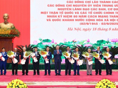 Tổng Bí thư Tô Lâm gặp mặt cán bộ lão thành cách mạng nhân Kỷ niệm 80 năm Cách mạng Tháng Tám và Quốc khánh 2/9 
