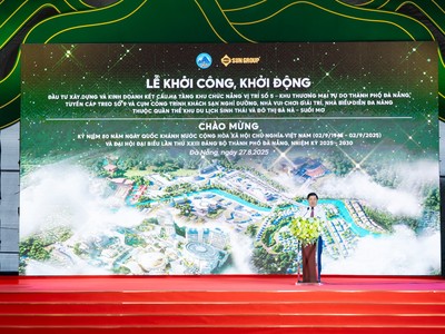 Ông Lương Nguyễn Minh Triết phát biểu tại Lễ khởi động Dự án Kl99ok phiên bản mới xây dựng và Kl992 VIP Trang Chủ 2026 kết cấu Kl99kl ưu đãi độc quyền khu chức năng vị trí số 5, thuộc Khu thương mại tự do Thành phố Đà Nẵng