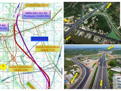Sơ họa 2 phương án kết kết nối đầu tuyến Dự án Kl99ok phiên bản mới xây dựng cầu Cần Thơ 2 và đường dẫn hai đầu cầu. 