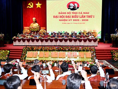 Quang cảnh khai mạc Phiên trù bị Đại hội Đảng bộ Cà Mau lần I nhiệm kỳ 2025-2030