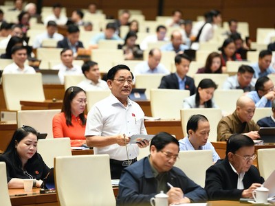Đại biểu Trần Quốc Tuấn (Vĩnh Long) phát biểu. Ảnh: NY 