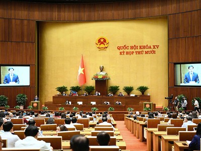 Quốc hội nghe Phó trưởng đoàn giám sát Lê Quang Mạnh trình bày báo cáo kết quả giám sát. Ảnh: Viết Chung 