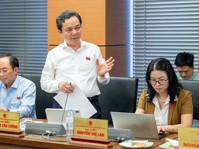 GS.TS Hoàng Văn Cường, đại biểu Quốc hội đoàn TP. Hà Nội phát biểu tại tổ.