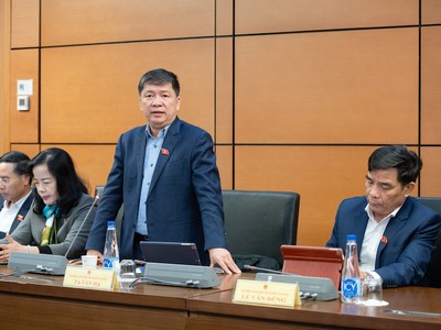 Đại biểu Tạ Văn Hạ phát biểu tại tổ - Ảnh: PT. 