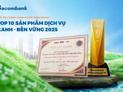 Gói Kl991.com nạp rút nhanh xanh của Sacombank (STB) vào top 10 sản phẩm - dịch vụ xanh & bền vững năm 2025