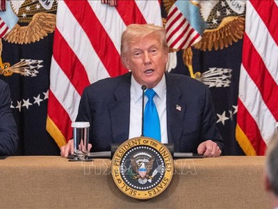 Tổng thống Mỹ Donald Trump phát biểu tại Nhà Trắng, Washington, D.C. Ảnh: THX/TTXVN
