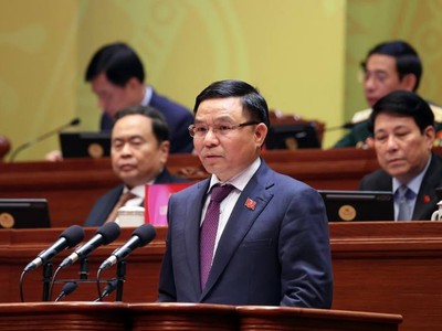 Quyền Bộ trưởng Bộ Công Thương Lê Mạnh Hùng trình bày tham luận - Ảnh: TTXVN. 