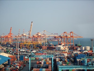 Cảng hàng hóa ở Busan, Hàn Quốc. Ảnh: THX/TTXVN