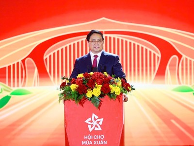 Thủ tướng Phạm Minh Chính phát biểu bế mạc Hội chợ mùa Xuân lần thứ nhất năm 2026 - Ảnh: VGP.