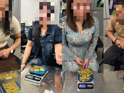 Các đối tượng cùng tang vật. Ảnh: CHQ.