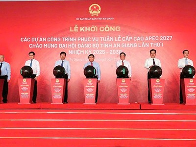 Tỉnh An Giang đã khởi công các dự án, công trình phục vụ Tuần lễ cấp cao APEC 2027. Ảnh: Khánh Thùy
