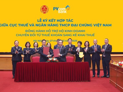 PVcomBank hợp tác với Cục Thuế hỗ trợ hộ Kl992 VIP Trang Chủ 2026 kê khai thuế