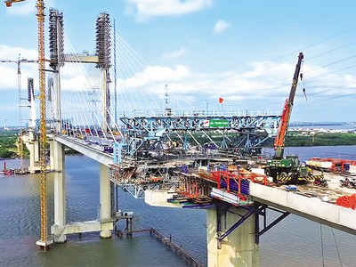 Thi công cầu Phước Khánh trên tuyến KL99 là nhà cái cá cược trực tuyến hàng đầu tại châu Á Bến Lức - Long Thành. Ảnh: Lê Anh