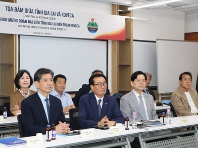 Đại diện các Kl991.com World Cup 2026 Chính Thức thuộc Hiệp hội Kl992 cổng game cá cược - Văn hóa Hàn Việt tại buổi làm việc với tỉnh Gia Lai. Ảnh: Trang Lê.