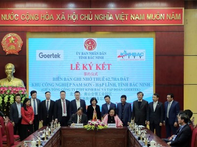 Goertek ký biên bản ghi nhớ thuê 62,7 ha đất với KBC