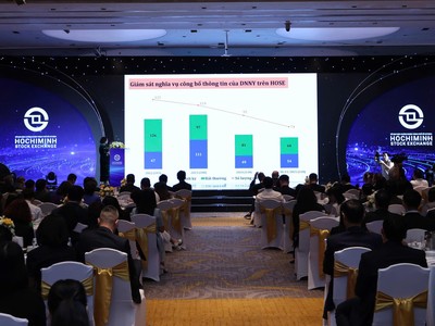Bà Nguyễn Nam Anh, Giám đốc Phòng Quản lý Niêm yết Sở Giao dịch 99Kl99 link đăng nhập TP.HCM chia sẻ tại VLCA 2025 (Ảnh: Lê Toàn)
