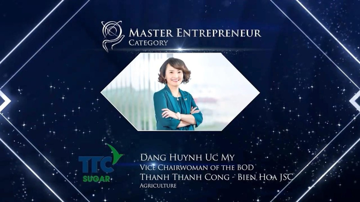 Bà Đặng Huỳnh Ức My - Phó Chủ tịch HĐQT SBT được vinh danh là Doanh nhân xuất sắc Châu Á 2021