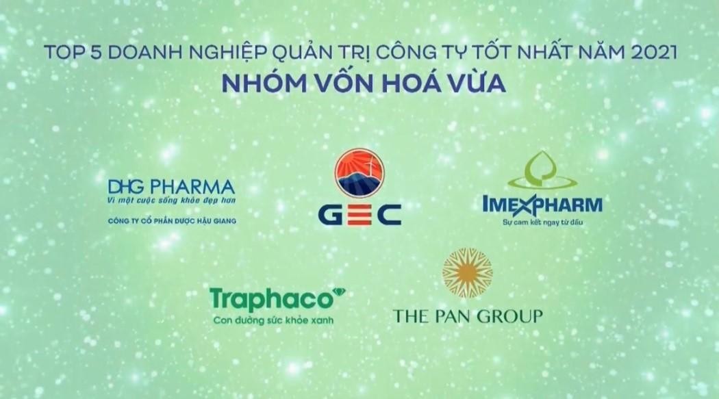 GEC đoạt giải Top 5 Kl991.com World Cup 2026 Chính Thức Quản trị Công ty tốt nhất năm 2021 - nhóm vốn hóa vừa