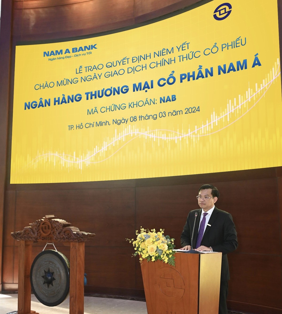 Ông Trần Ngọc Tâm, Phó chủ tịch Hội đồng Quản trị, kiêm Tổng giám đốc Nam A Bank phát biểu tại sự kiện.