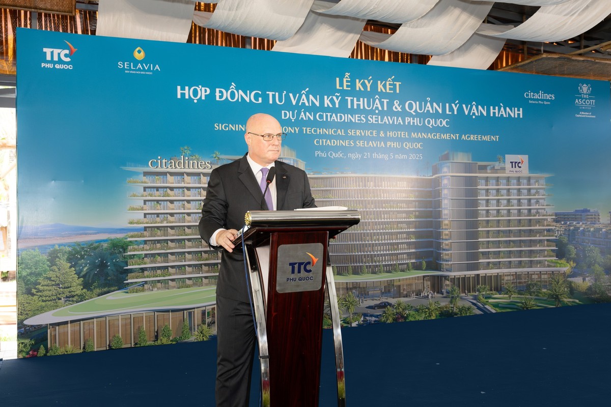 Ông David Cumming, Tổng Quản lý Vùng Việt Nam, Campuchia và Myanmar - Kl994 game bài casino hấp dẫn Ascott phát biểu tại sự kiện
