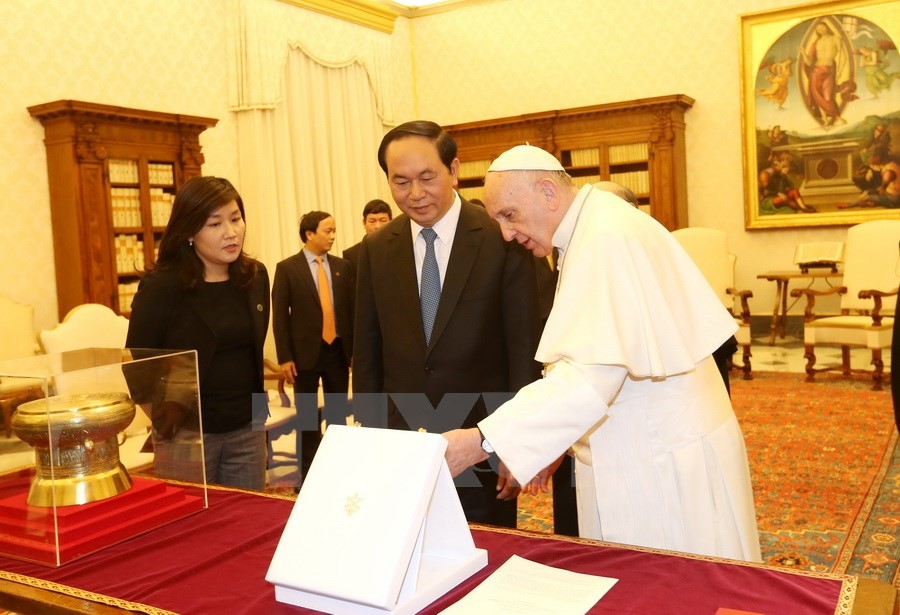 Chủ tịch nước Trần Đại Quang tiếp kiến Giáo hoàng Francis ảnh 3