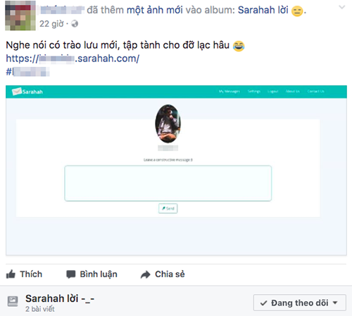 Ứng dụng nhắn tin nặc danh Sarahah càn quét mạng Trang Chủ KL99Com Số 1 Link Đăng Ký KL999 ảnh 1