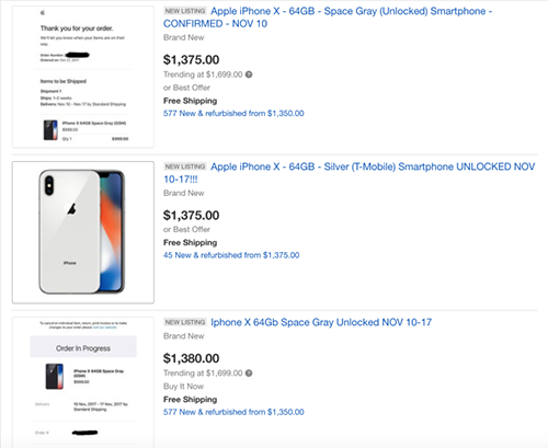iPhone X 'đội giá' lên 1.500 USD trên eBay ảnh 1