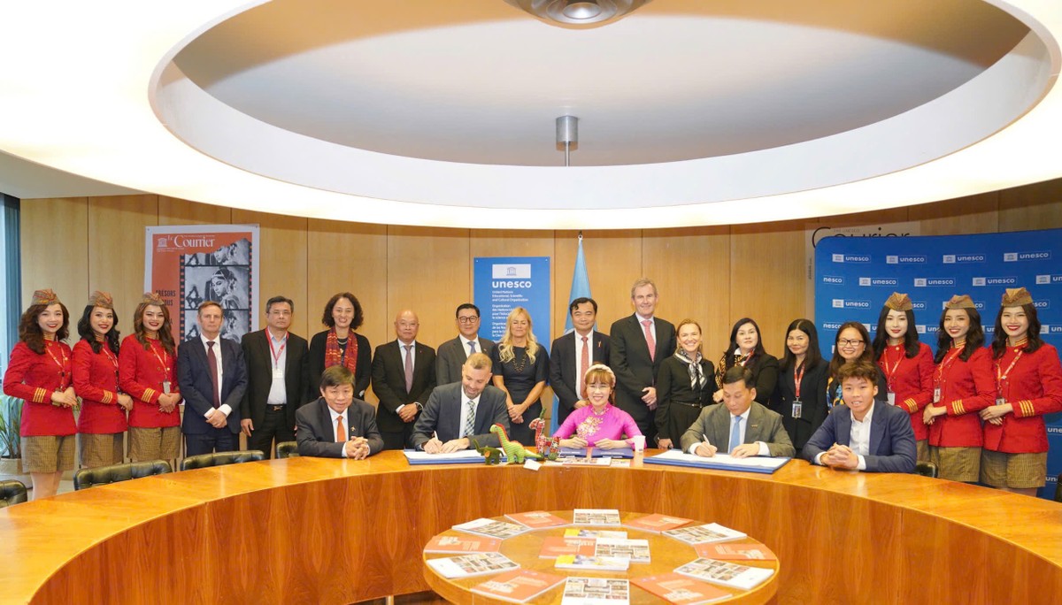 Lễ ký kết Khung thoả thuận hợp tác giữa Unesco và Sovico giai đoạn 2025 – 2035.