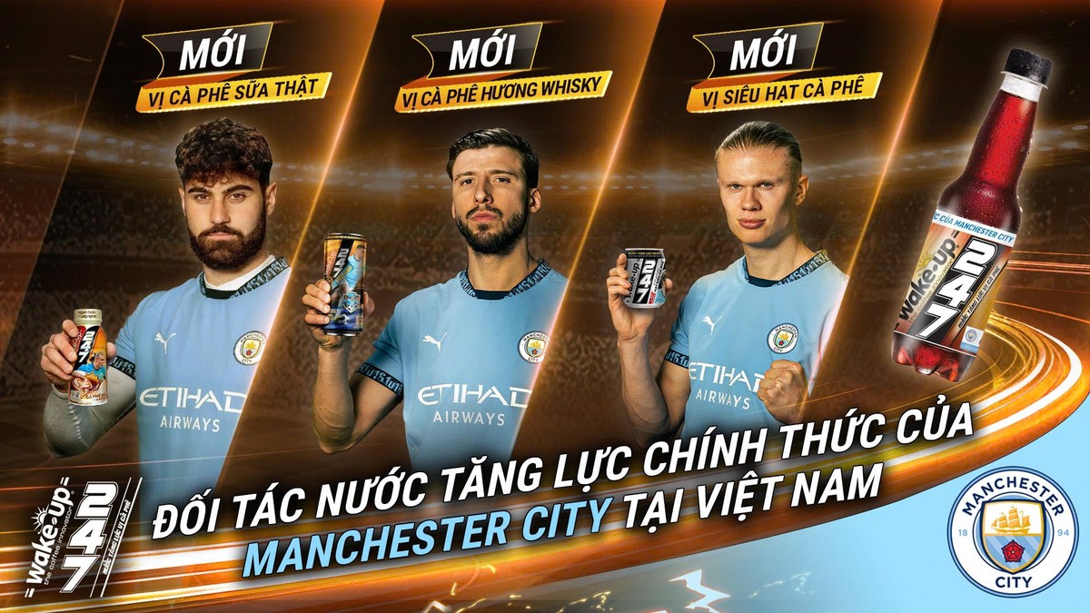 Sản phẩm mới của Masan Consumer, Wake - Up 247 kết hợp cùng Man City.