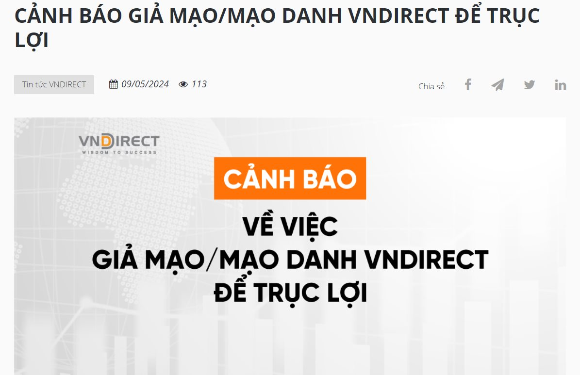 Cảnh báo của VND khi bị mạo danh
