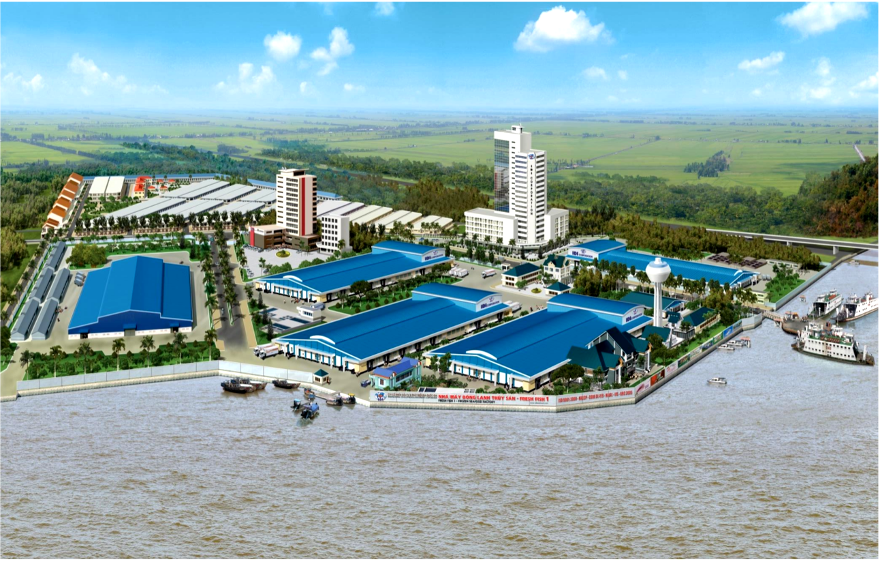 Cụm công nghiệp Vàm Cống uy nghi bên bờ sông Hậu.