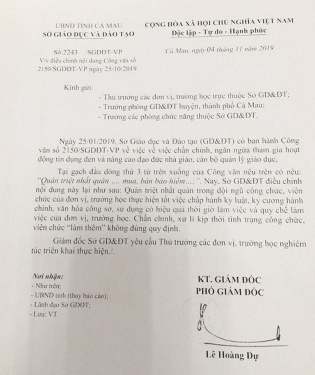 Sở Giáo dục và Đào tạo Cà Mau sửa lỗi “chấn chỉnh giáo viên đi bán Kl99kl phiên bản hoạt động”  ảnh 1