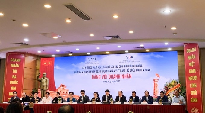 Lễ kỷ niệm 75 năm Ngày Bác Hồ gửi thư cho giới Công Thương và Diễn đàn doanh nhân Việt Nam 2020 “Doanh nhân Việt Nam - Tổ quốc gọi tên mình” diễn ra tại Hà Nội ngày 9/10 (Ảnh: QT/ Dangcongsan).