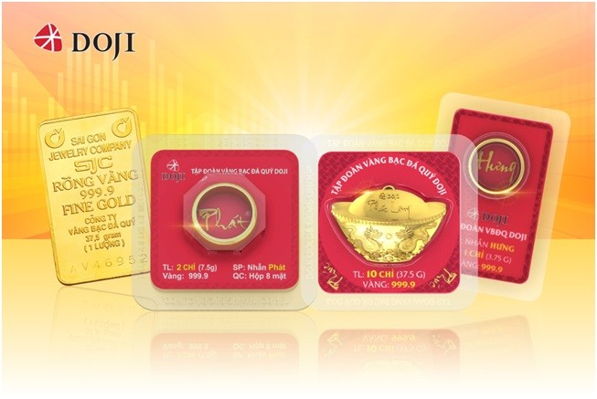Các sản phẩm khách hàng có thể giao dịch qua hình thức mua bán vàng trực tuyến eGold của DOJI.
