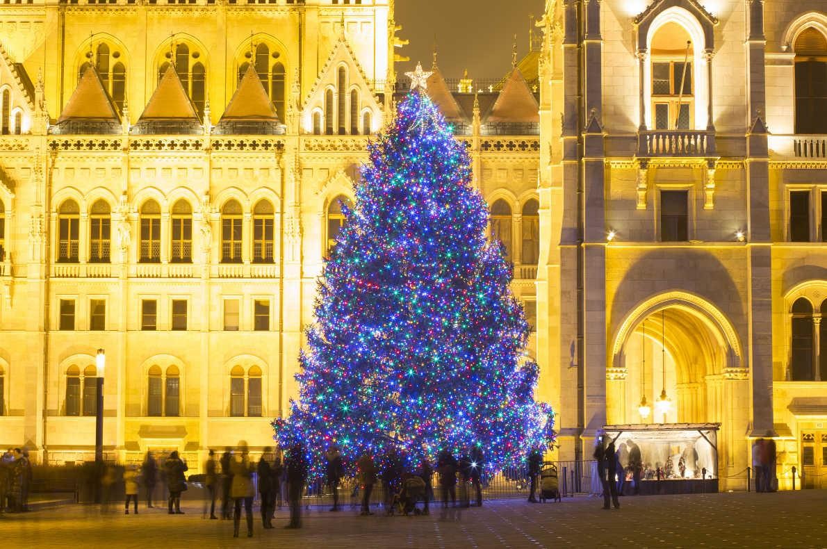 Thành phố Budapest - Hungary: Giống như mọi năm, cây thông tráng lệ sẽ được đặt trước tòa nhà Quốc hội với ánh đẹp lung linh, huyền ảo. Nguồn: Dmitry Pistrov. Thành phố Budapest - Hungary: Giống như mọi năm, cây thông tráng lệ sẽ được đặt trước tòa nhà Quốc hội với ánh đẹp lung linh, huyền ảo. Nguồn: Dmitry Pistrov.